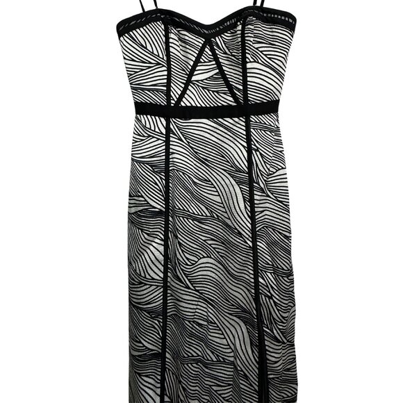 BCBGMAXAZRIA Elin Maxi Black & White Striped Bustier Dress Size 0 - Picture 4 of 8